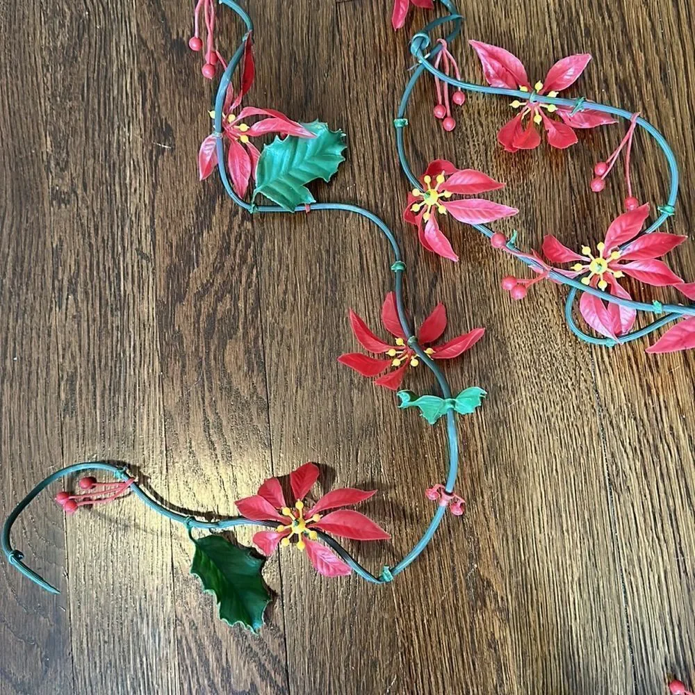 Two Vintage‎ mid century plastic poinsettia garlands